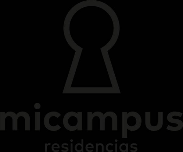 Logotipo de Micampus Residencias con un diseño de llave y texto en letras minúsculas.
