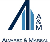 Logotipo de la empresa Alvarez & Marsal que presenta un diseño moderno y estilizado.