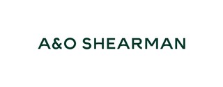 The image displays the text 'A&O SHEARMAN' in green font on a white background.
