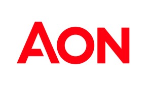 Logotipo de la empresa AON en color rojo.