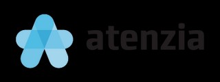 Logotipo de Atencia con un diseño moderno y colores azules.