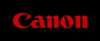 Logotipo de la marca Canon en color rojo sobre fondo negro.