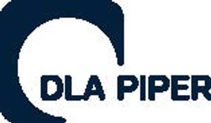 The image shows the logo of DLA Piper, which features bold text and a graphic element.