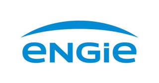 Logo de la empresa Engie en colores azul y blanco.