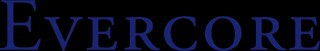 El logotipo de la empresa Evercore en color azul sobre fondo negro.