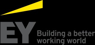 Logo de la empresa EY que representa su lema 'Building a better working world'.