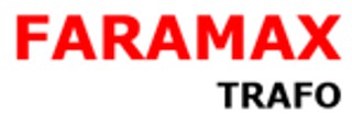 El logotipo de la empresa Faramax que incluye la palabra 'TRAFO' en letras negras.