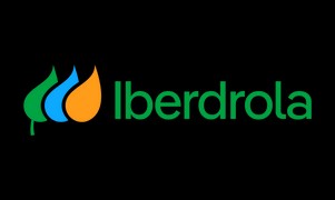 Logo de la empresa Iberdrola con diseños de llamas de colores azul, verde y naranja.
