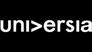 Logotipo de Universia en un fondo negro.