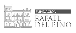 Logo de la Fundación Rafael del Pino que representa un edificio estilizado.