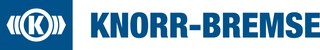 The image shows the logo of Knorr-Bremse, featuring a dark blue background with the company initials 'KB' inside a circle and the name 'KNORR-BREMSE' in capitalized white letters.
