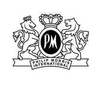 Logo de Philip Morris International que presenta dos leones en un diseño simétrico.