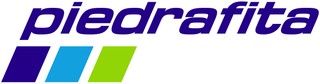 Logo de la empresa Piedrafita que incluye colores en tonos azul, verde y morado.