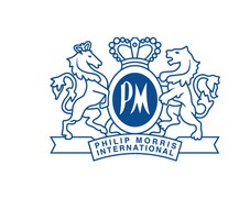 Logotipo de Philip Morris International con dos leones y una corona.