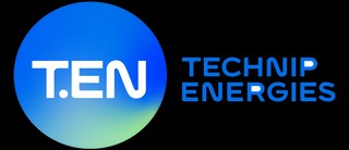 Logotipo de Technip Energies que combina un círculo azul con las letras T.EN y el nombre de la empresa en un estilo moderno.