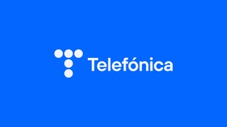 Logotipo de Telefónica en un fondo azul.