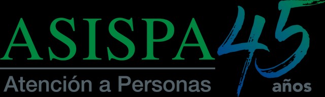 Logo del 45 aniversario de ASISPA, una organización dedicada a la atención a personas.
