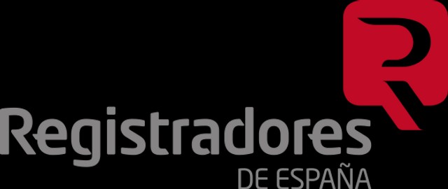 Logo de Registradores de España en fondo negro.